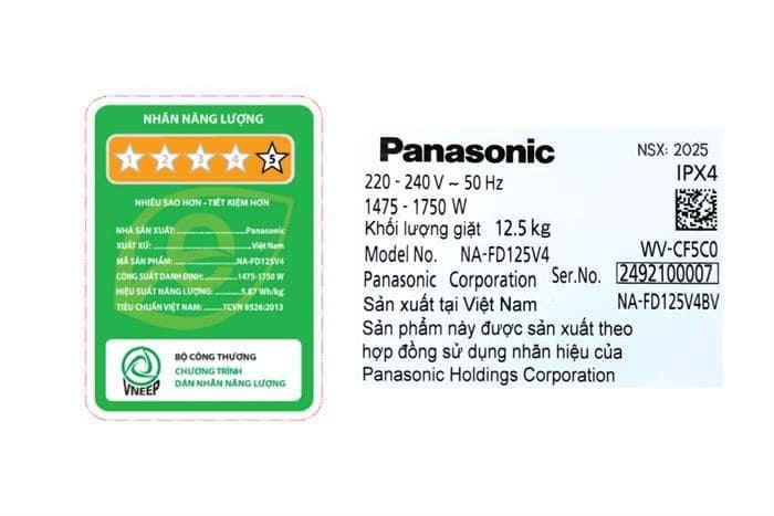 Máy giặt Panasonic Inverter 12.5 kg NA-FD125V4BV